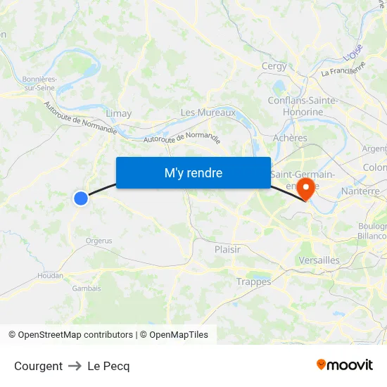 Courgent to Le Pecq map