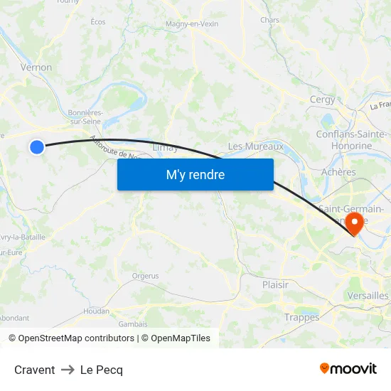 Cravent to Le Pecq map