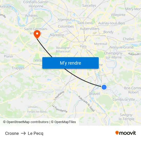 Crosne to Le Pecq map