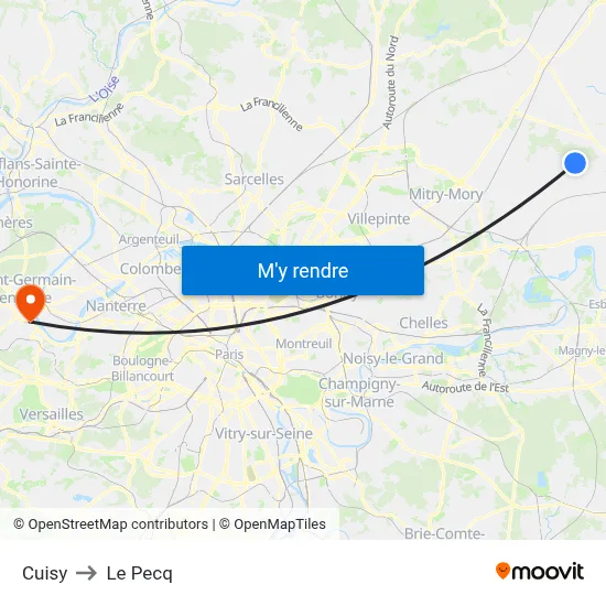 Cuisy to Le Pecq map