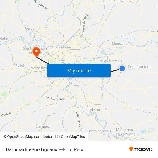 Dammartin-Sur-Tigeaux to Le Pecq map