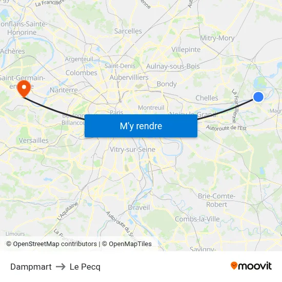 Dampmart to Le Pecq map