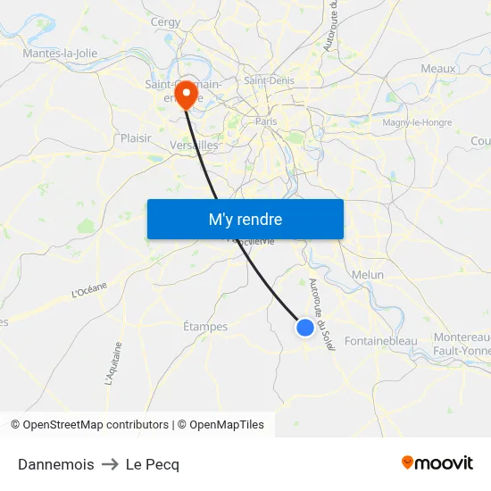 Dannemois to Le Pecq map