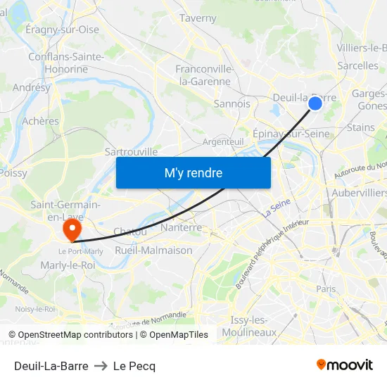 Deuil-La-Barre to Le Pecq map