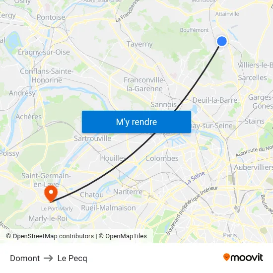 Domont to Le Pecq map