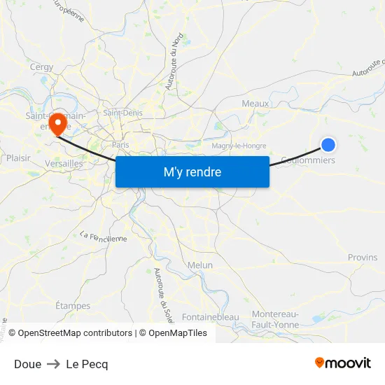 Doue to Le Pecq map
