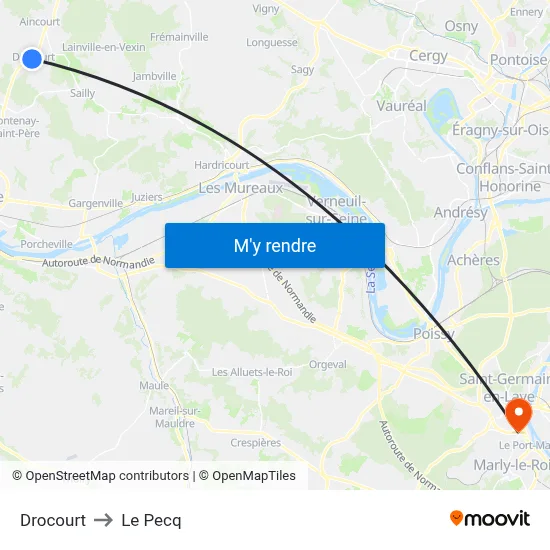 Drocourt to Le Pecq map