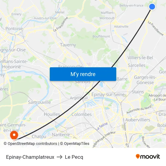 Epinay-Champlatreux to Le Pecq map