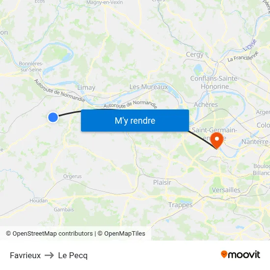 Favrieux to Le Pecq map