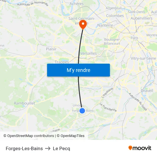 Forges-Les-Bains to Le Pecq map