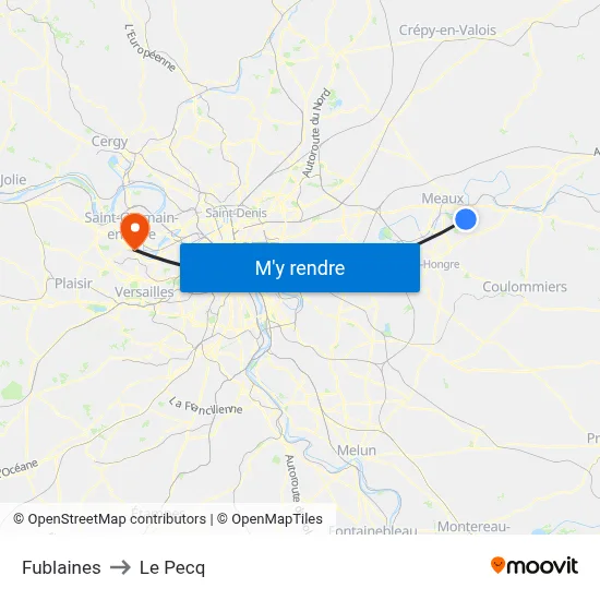 Fublaines to Le Pecq map