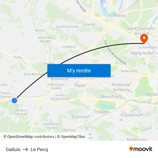 Galluis to Le Pecq map