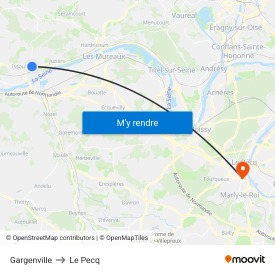 Gargenville to Le Pecq map