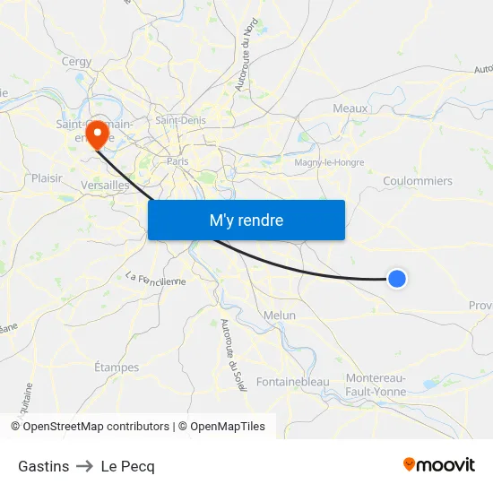 Gastins to Le Pecq map