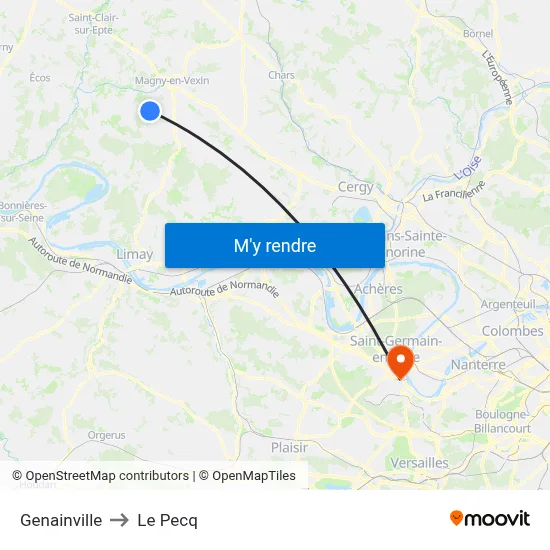 Genainville to Le Pecq map
