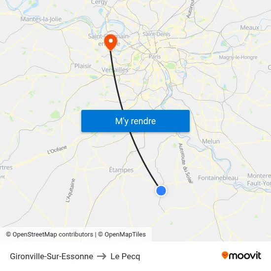 Gironville-Sur-Essonne to Le Pecq map