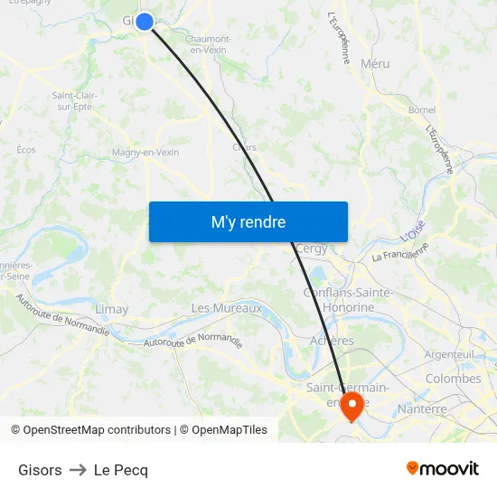 Gisors to Le Pecq map