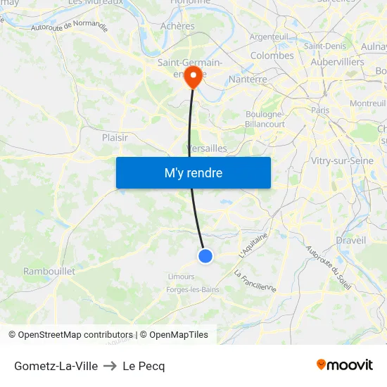 Gometz-La-Ville to Le Pecq map