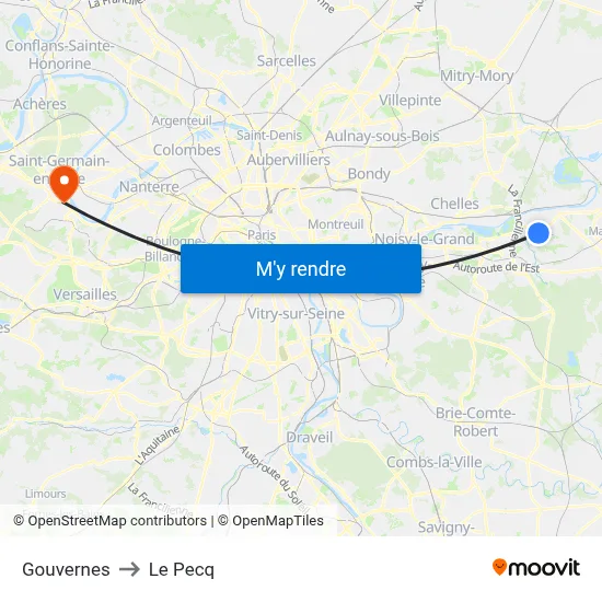 Gouvernes to Le Pecq map