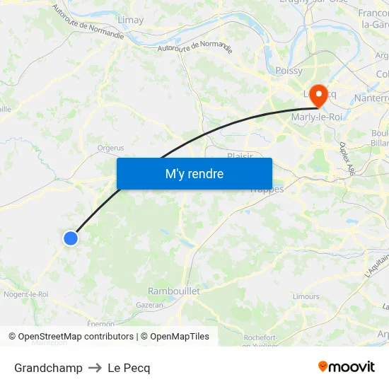 Grandchamp to Le Pecq map