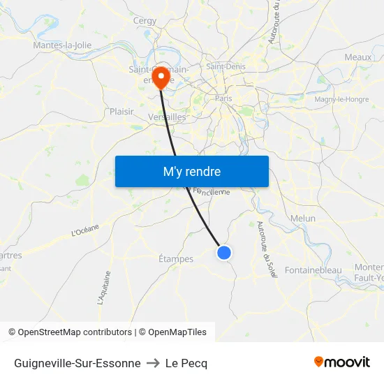 Guigneville-Sur-Essonne to Le Pecq map