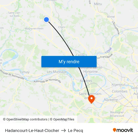 Hadancourt-Le-Haut-Clocher to Le Pecq map