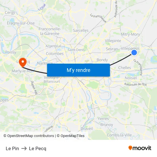 Le Pin to Le Pecq map