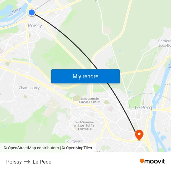 Poissy to Le Pecq map