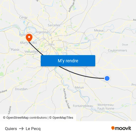 Quiers to Le Pecq map