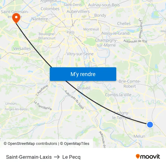 Saint-Germain-Laxis to Le Pecq map