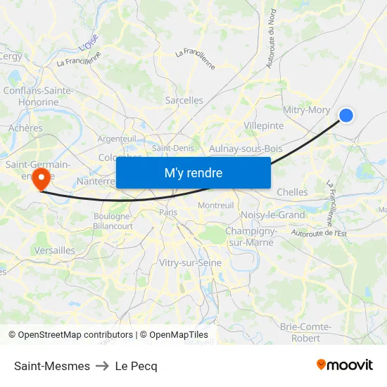 Saint-Mesmes to Le Pecq map