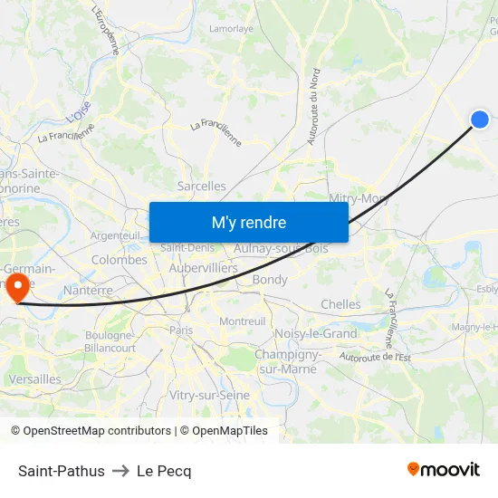 Saint-Pathus to Le Pecq map