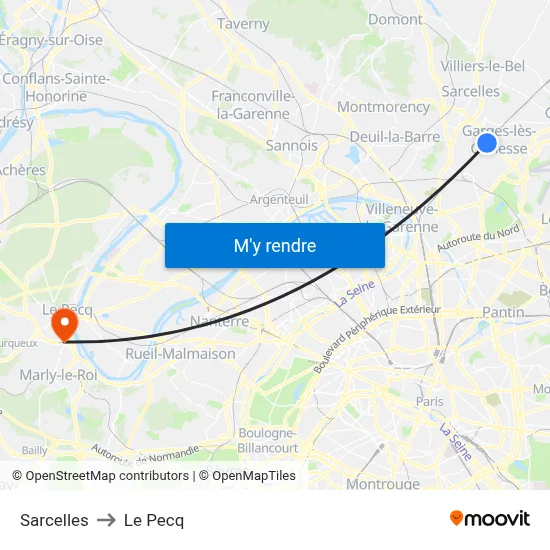 Sarcelles to Le Pecq map