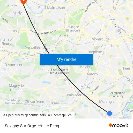 Savigny-Sur-Orge to Le Pecq map