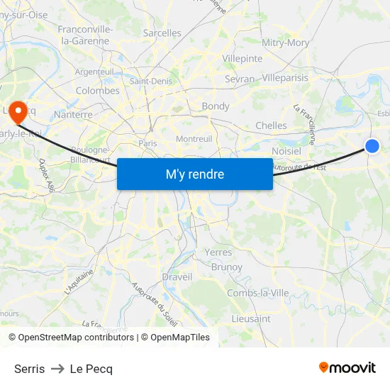 Serris to Le Pecq map