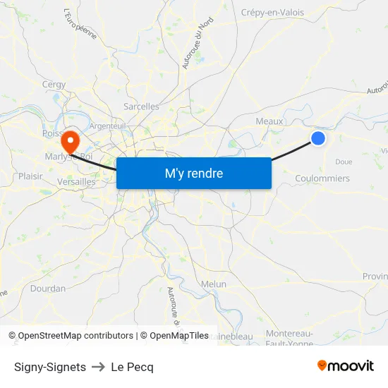 Signy-Signets to Le Pecq map