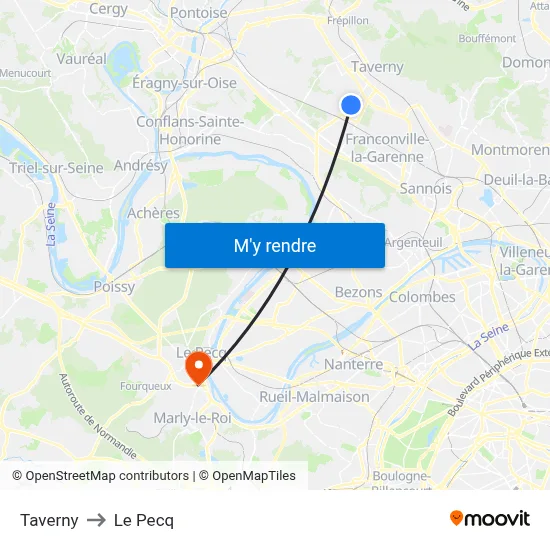 Taverny to Le Pecq map