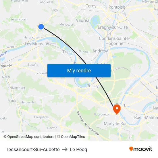 Tessancourt-Sur-Aubette to Le Pecq map