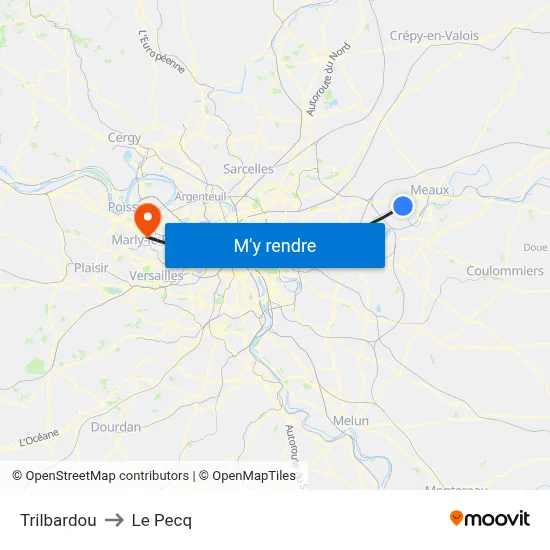 Trilbardou to Le Pecq map