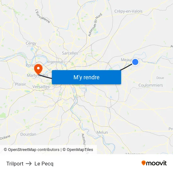 Trilport to Le Pecq map