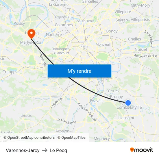 Varennes-Jarcy to Le Pecq map