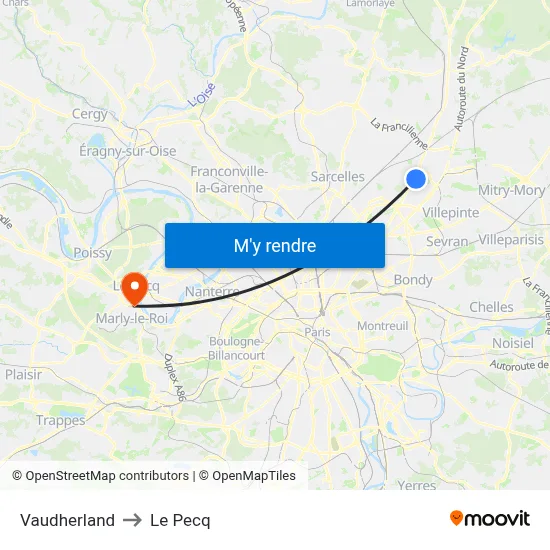 Vaudherland to Le Pecq map