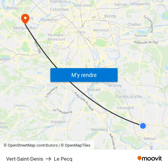 Vert-Saint-Denis to Le Pecq map