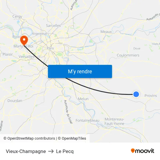 Vieux-Champagne to Le Pecq map