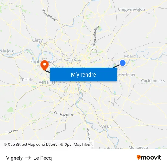 Vignely to Le Pecq map