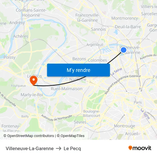 Villeneuve-La-Garenne to Le Pecq map
