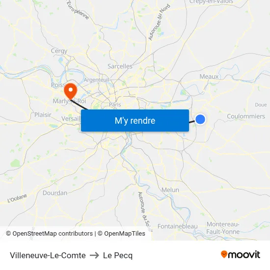 Villeneuve-Le-Comte to Le Pecq map