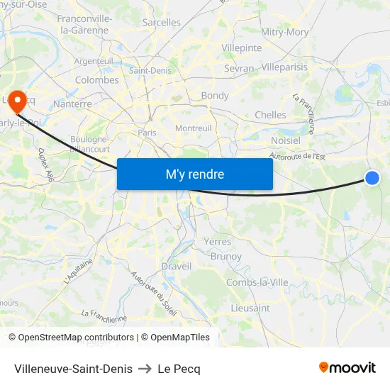 Villeneuve-Saint-Denis to Le Pecq map