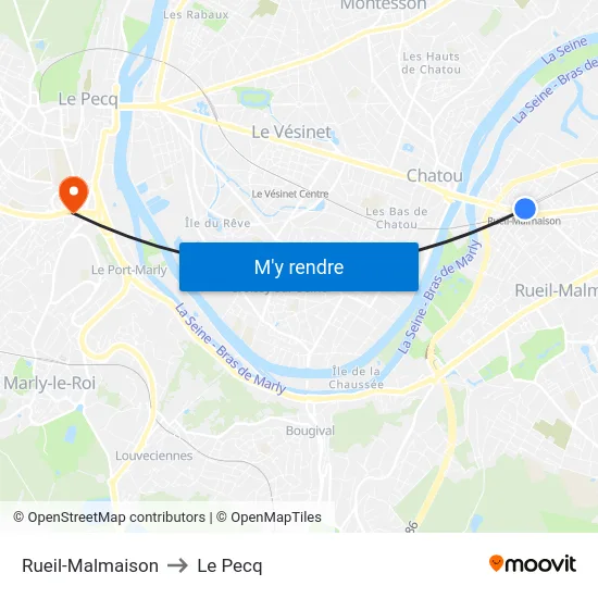 Rueil-Malmaison to Le Pecq map