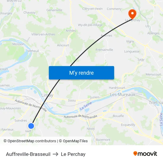 Auffreville-Brasseuil to Le Perchay map